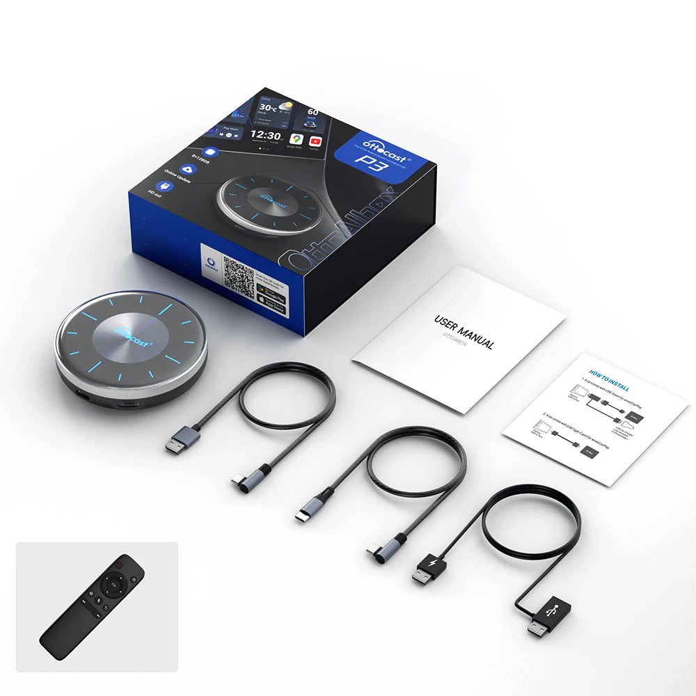 OTTOCAST P3 / P3 PRO Android TV AI Box z HDMI in brezžičnim CarPlayem