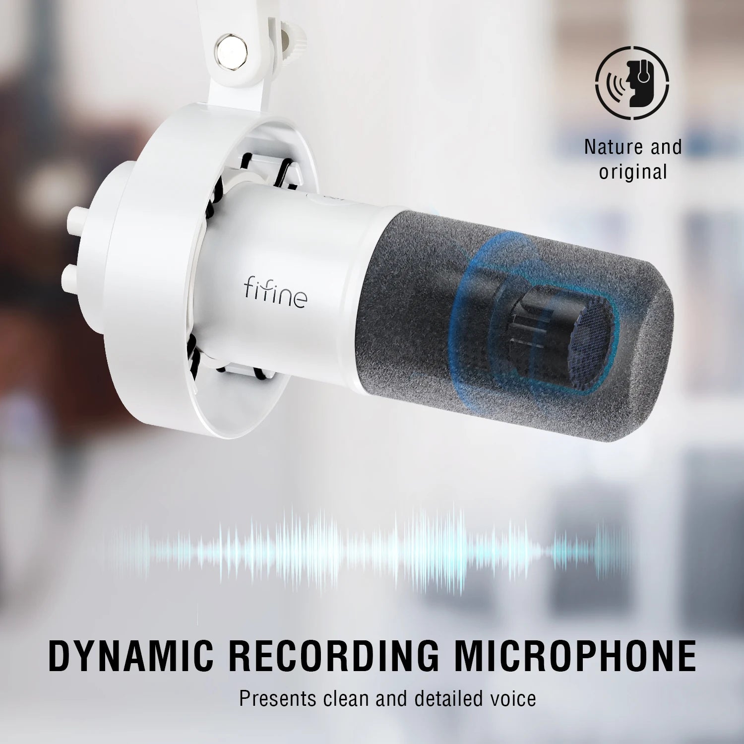 FIFINE K688W White USB/XLR Dynamic Mic | Pro Streaming & Recording - Limetastore