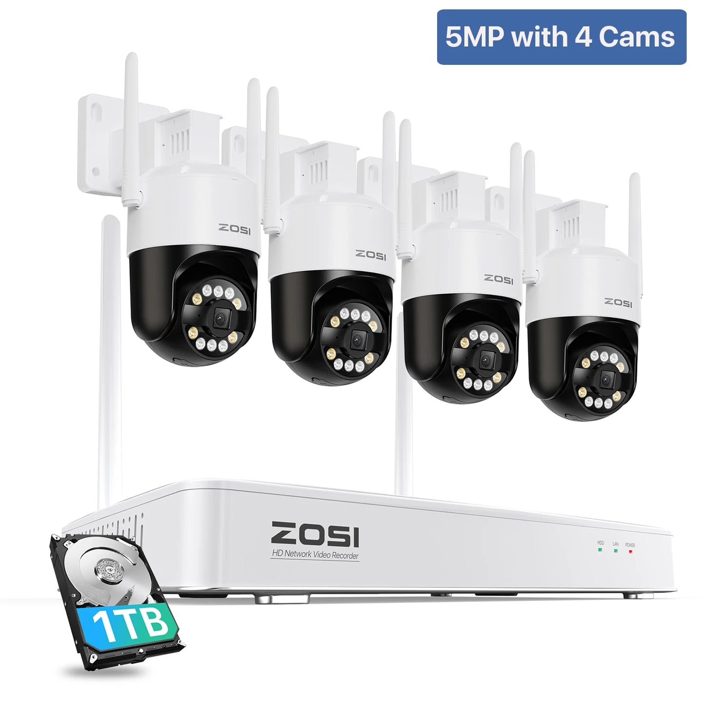 ZOSI 4K Wi‑Fi 6 Security Camera System – 8MP/5MP Pan‑Tilt Wireless IP Cameras with 2‑Way Audio
