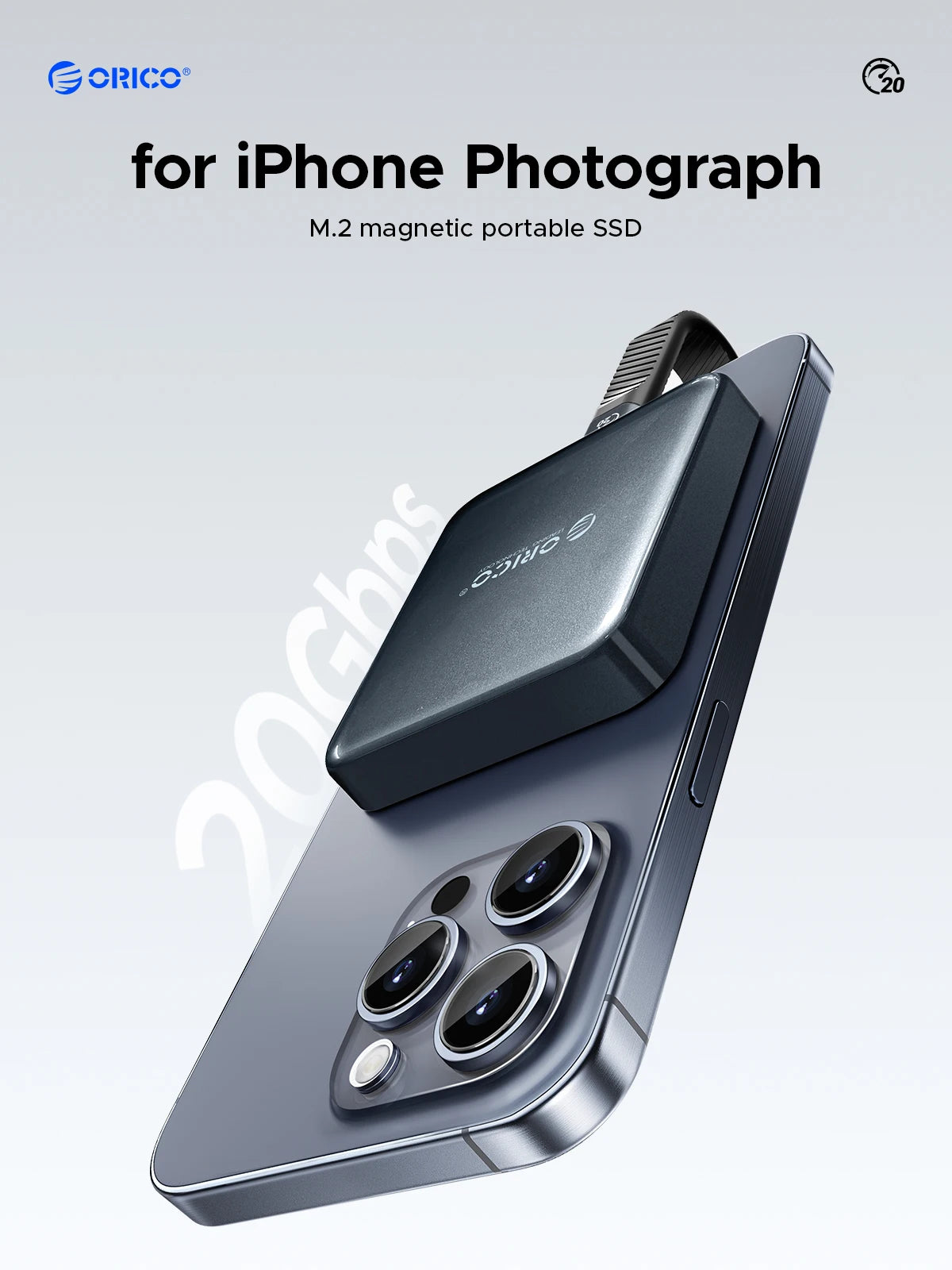 ORICO magnetni prenosni SSD USB3.2 20Gbps podpira snemanje videoposnetkov 4K ProRes za zunanji SSD disk serije iPhone 15 Pro