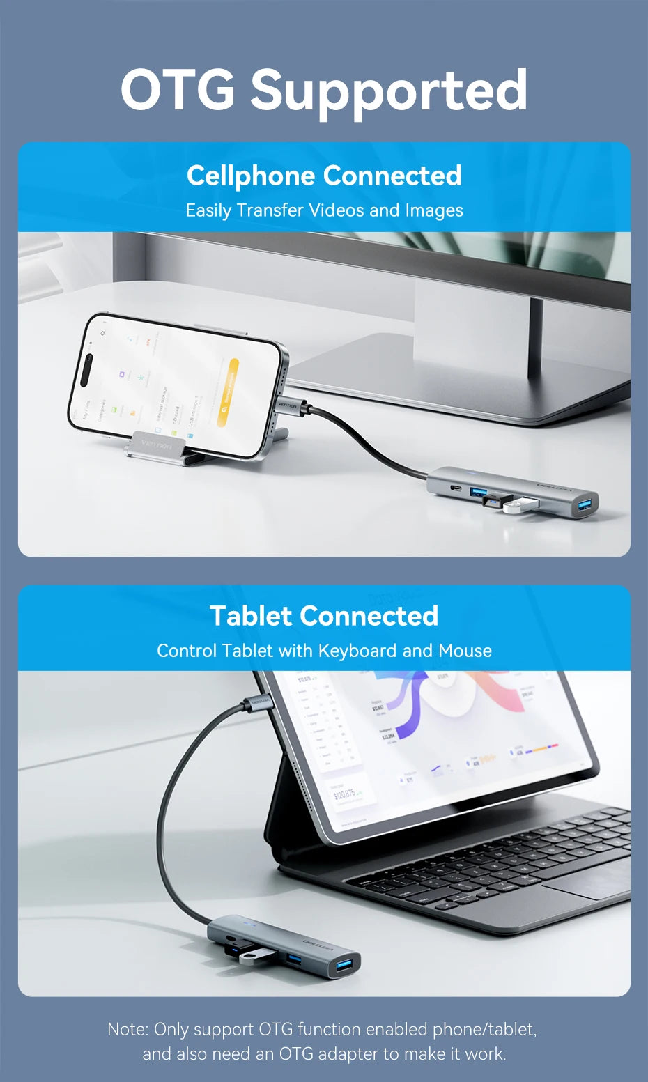Vention USB-C v USB-A zvezdišče s 4 priključki | Visokohitrostni razdelilnik USB 3.0 za MacBook in prenosnike