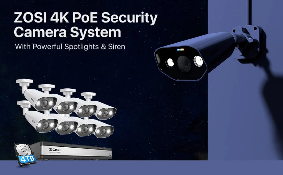 ZOSI 16CH 4K PoE Security Camera System – 8MP NVR with Outdoor/Indoor Color Night Vision AI IP Cameras