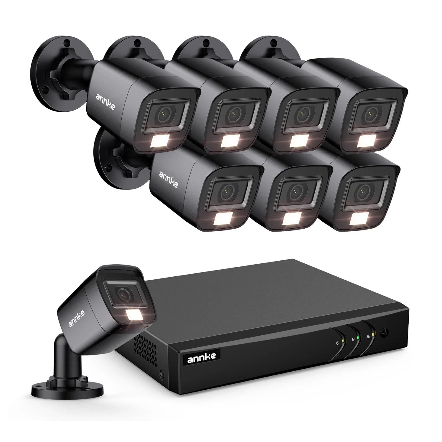 ANNKE 1080P Dvojna-svetlobna CCTV kamera | 8-kanalni DVR, zaznavanje ljudi in vozil, IP67 zunanje kamere