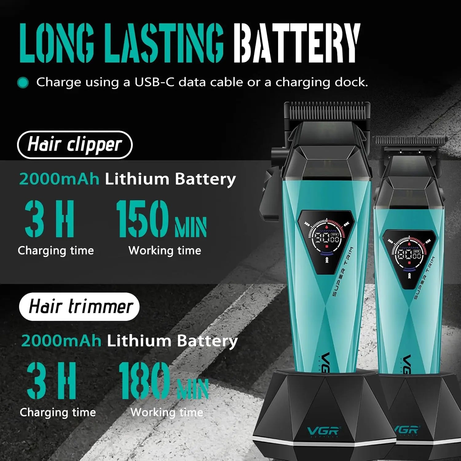 VGR Trimmer Electric Shaver Adjustable Hair Cutting Machine Cordless Clipper Barber Mini Beard Trimmer Trimmer for Men V-877 S3