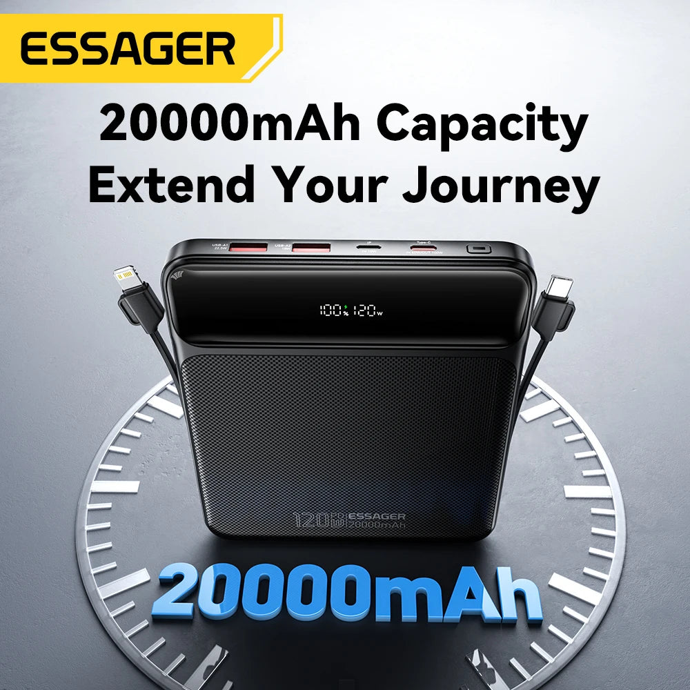 Essager 100W 20000mAh Power Bank – prenosna zunanja baterija s hitrim polnjenjem PD