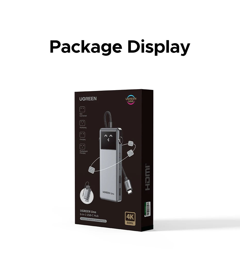 UGREEN Uno 6‑in‑1 USB‑C Hub with 4K60Hz HDMI, 10Gbps USB 3.2, PD100W