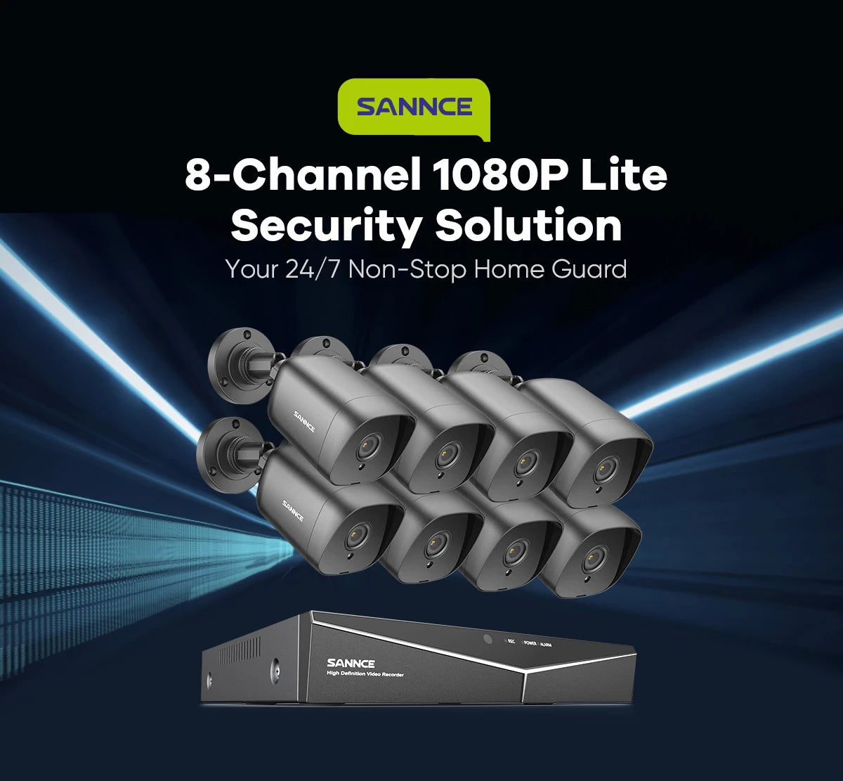 SANNCE 4-kanalni DVR CCTV sistem | 2/4 × 2MP IR kamere, 1080P TVI, 1280TVL, komplet za zunanji nadzor