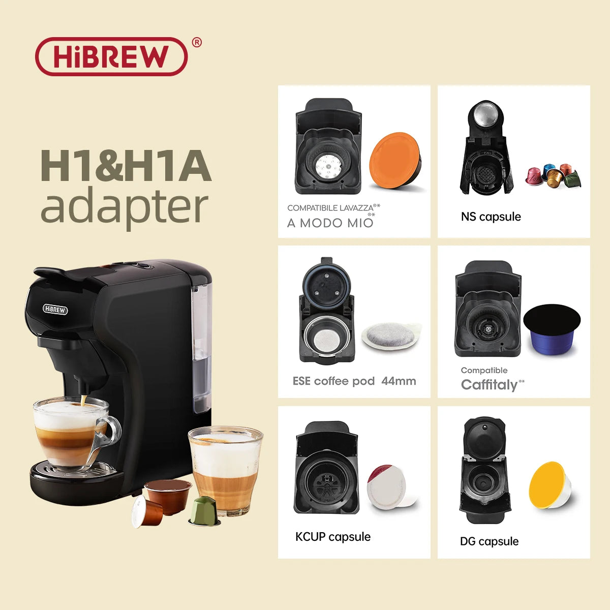 Komplet prenosnega kavnega adapterja HiBREW – Nedelovni ročni deli za aparat za kavo