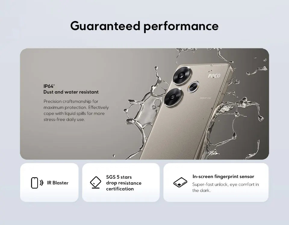 POCO F6 Smartphone Global Version Snapdragon®8s Gen 3 90W Turbo Charging 6.67" 1.5K 120Hz CrystalRes AMOLED DotDisplay NFC 5G - Limetastore