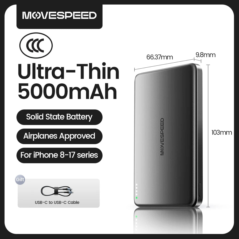 MOVESPEED poltrda baterijska prenosna polnilna baterija 5000 mAh MagSafe Magnetic