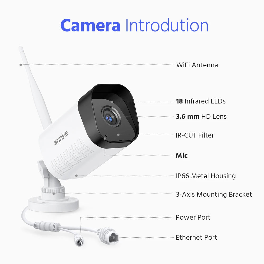 ANNKE 8MP 4K brezžični CCTV sistem | 10-kanalni NVR, dvopasovni WiFi, dvosmerni zvok, IR nočni vid