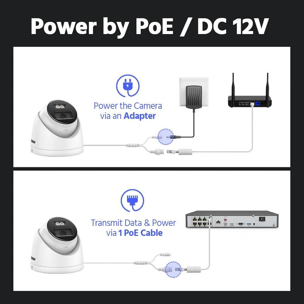Varnostna kamera ANNKE 12 MP 6K PoE | Dvojna svetloba, zaznavanje z umetno inteligenco, zvok, IP67