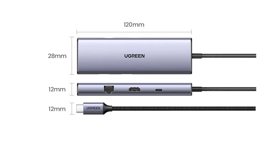 UGREEN 8-v-1 zvezdišče USB-C s 4K60Hz HDMI, gigabitnim Ethernetom, SD/TF, USB-A in USB-C