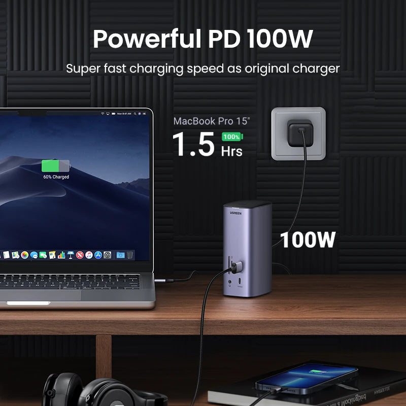 UGREEN 12-v-1 priklopna postaja USB-C z 8K HDMI, 4K60Hz DisplayPort, trojnim zaslonom
