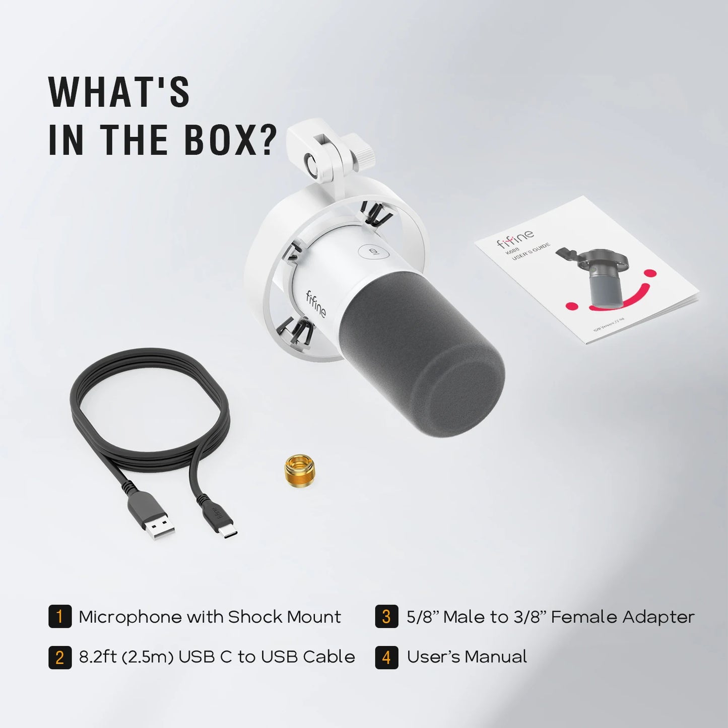 FIFINE K688W White USB/XLR Dynamic Mic | Pro Streaming & Recording - Limetastore