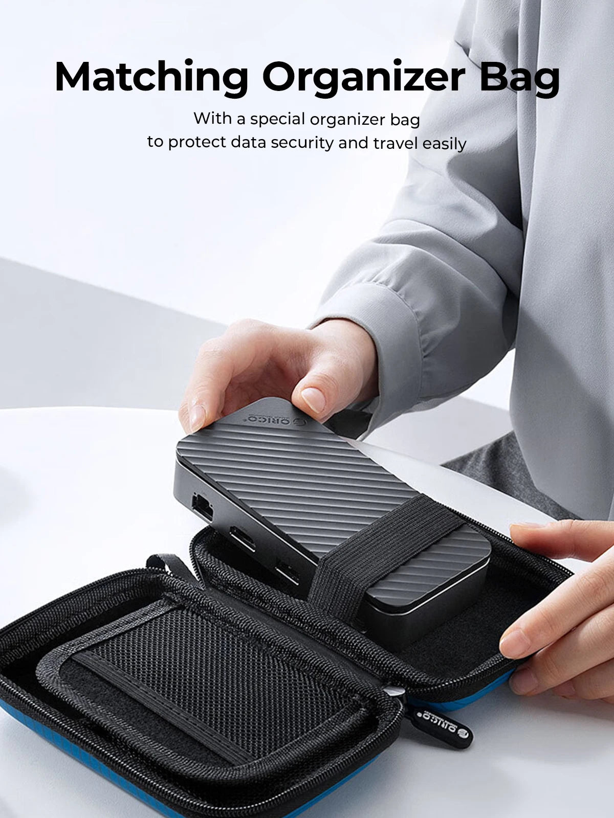 ORICO USB‑C Hub with Cooling Fan, M.2 NVMe/SATA SSD Enclosure