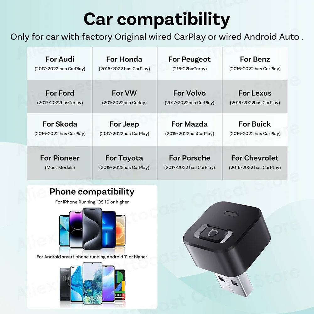 OTTOCAST Cube Mini brezžični Android Auto in CarPlay Dongle
