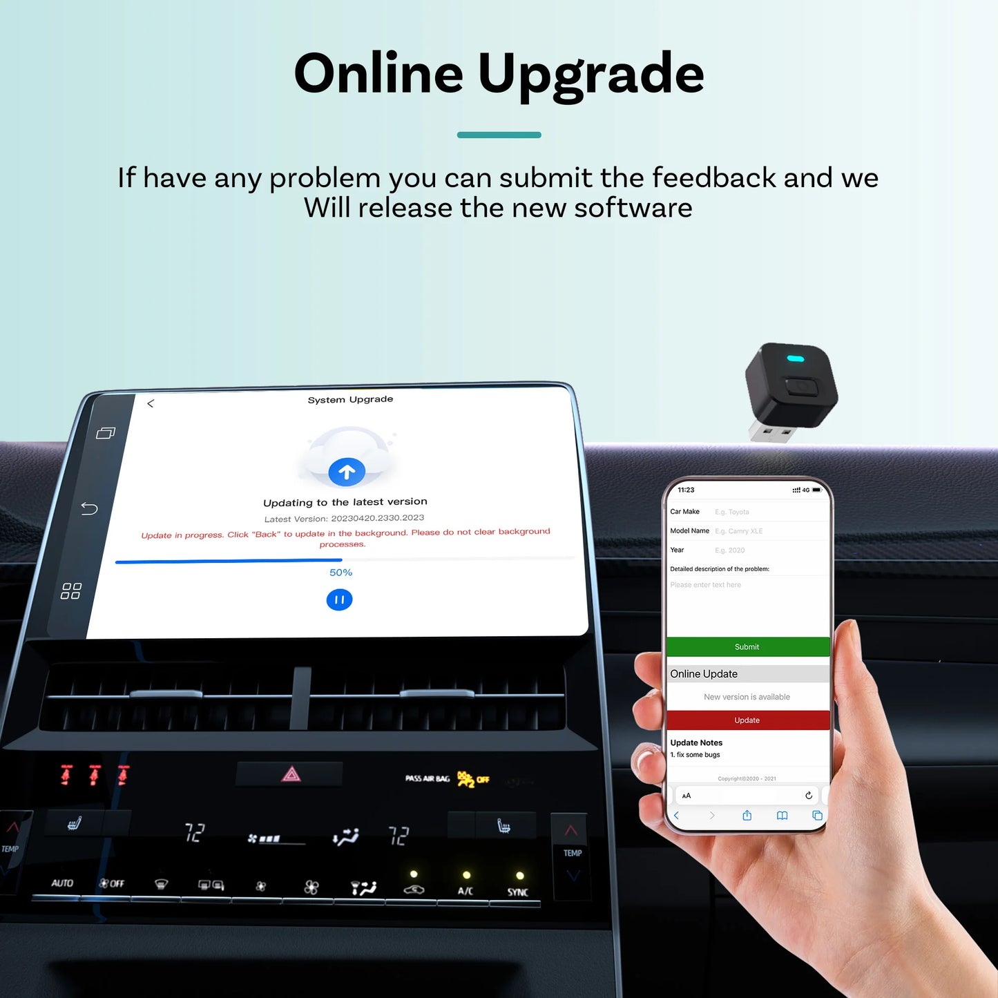 OTTOCAST Cube Mini brezžični Android Auto in CarPlay Dongle