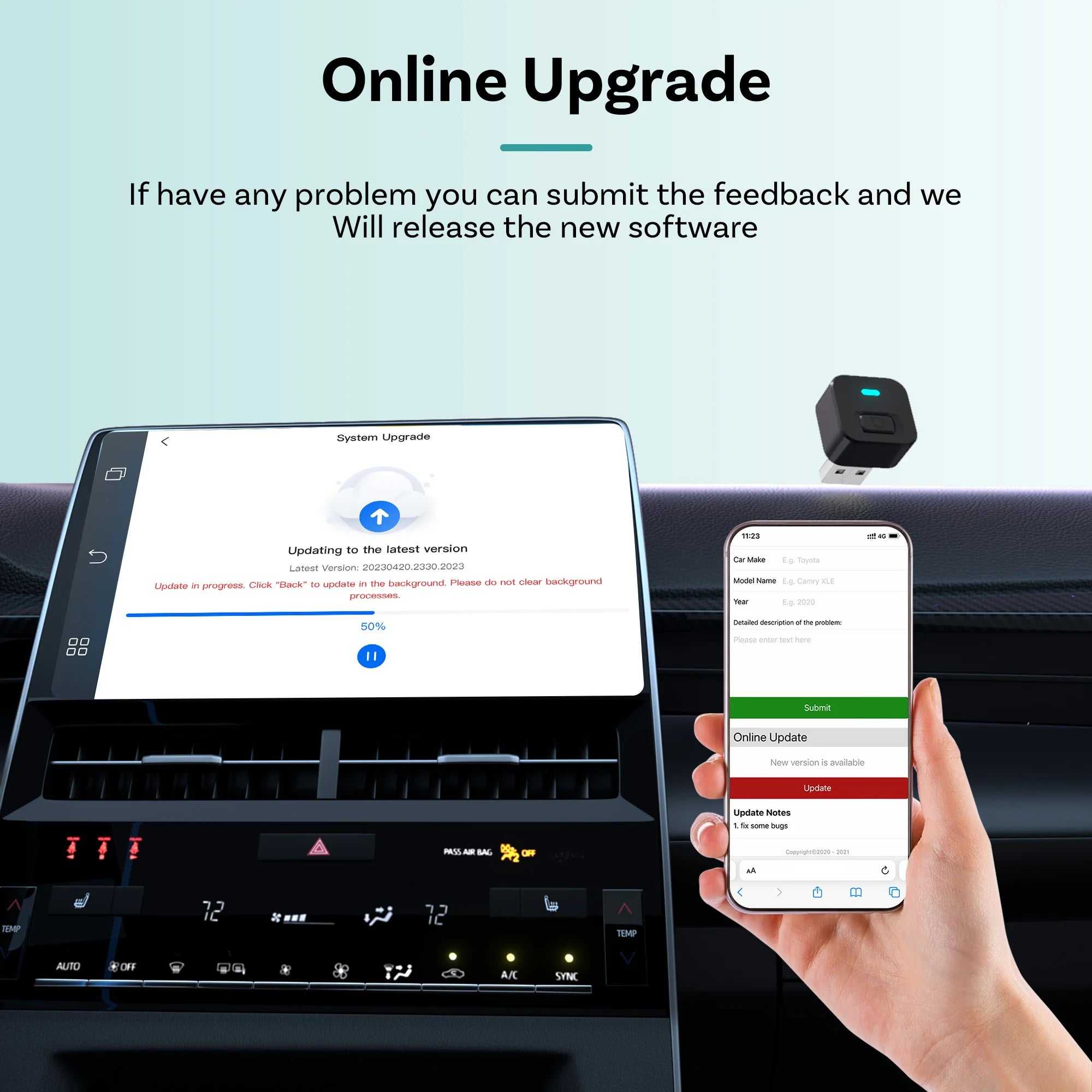 OTTOCAST Cube Mini brezžični Android Auto in CarPlay Dongle