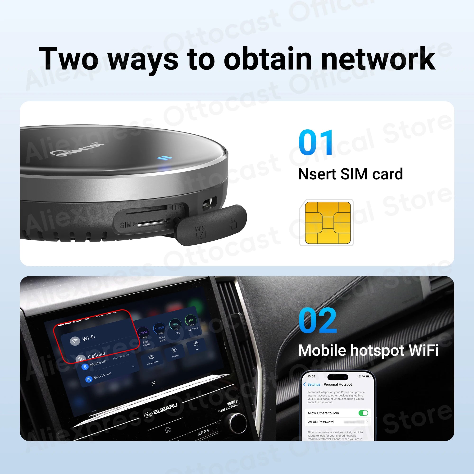 OTTOCAST P3 Lite 4+64G Brezžični CarPlay Android AI Box