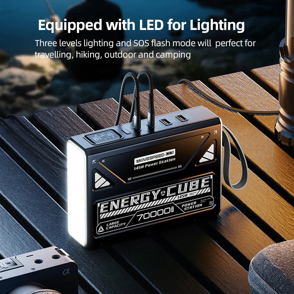 MOVESPEED 140W Power Bank 70000mAh PD3.1 Power Station za kampiranje