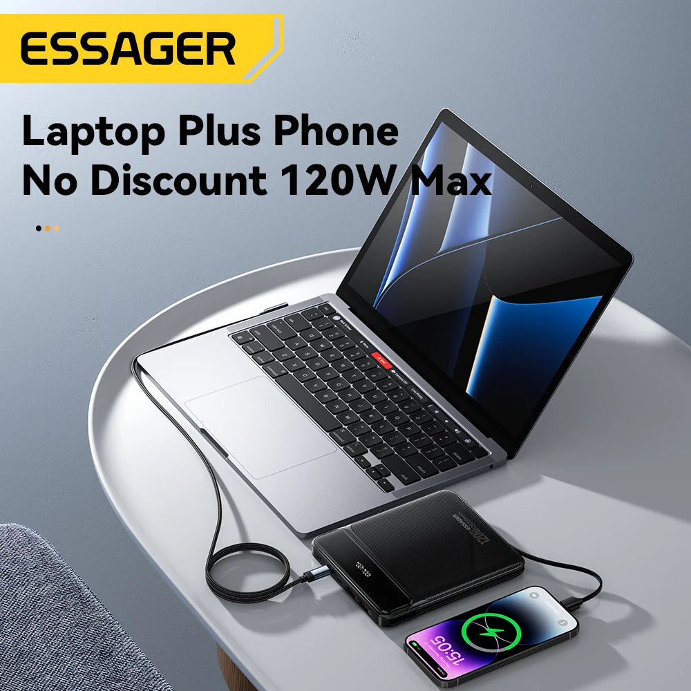 Essager 100W 20000mAh Power Bank – prenosna zunanja baterija s hitrim polnjenjem PD