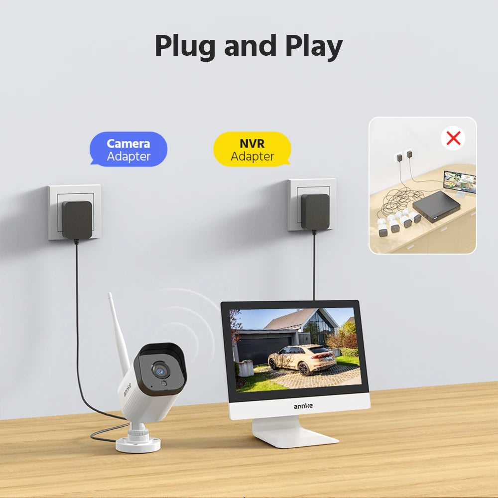 ANNKE 8MP 4K brezžični CCTV sistem | 10-kanalni NVR, dvopasovni WiFi, dvosmerni zvok, IR nočni vid