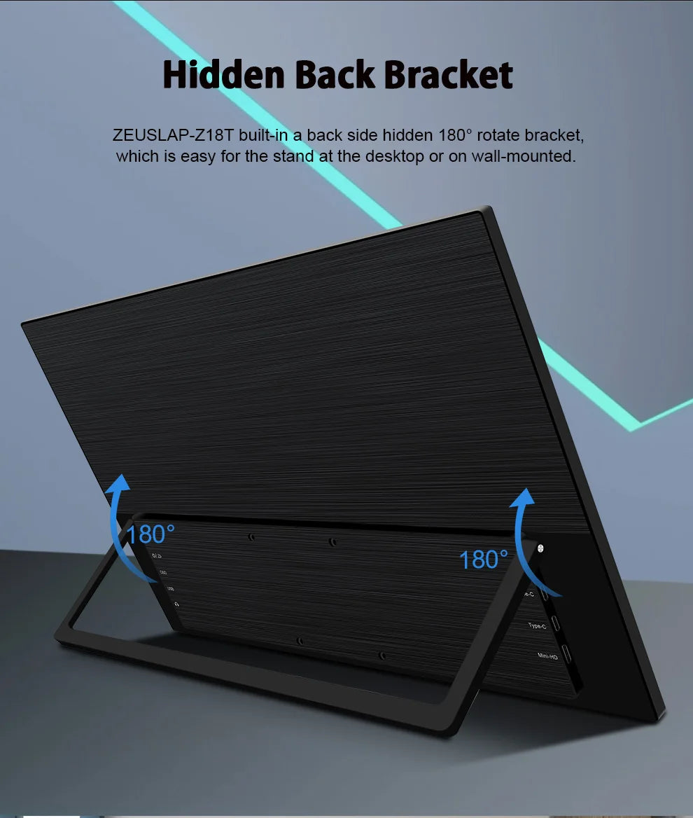 ZEUSLAP 18.5" Portable Touch Monitor | 100Hz, 100% sRGB, With Stand
