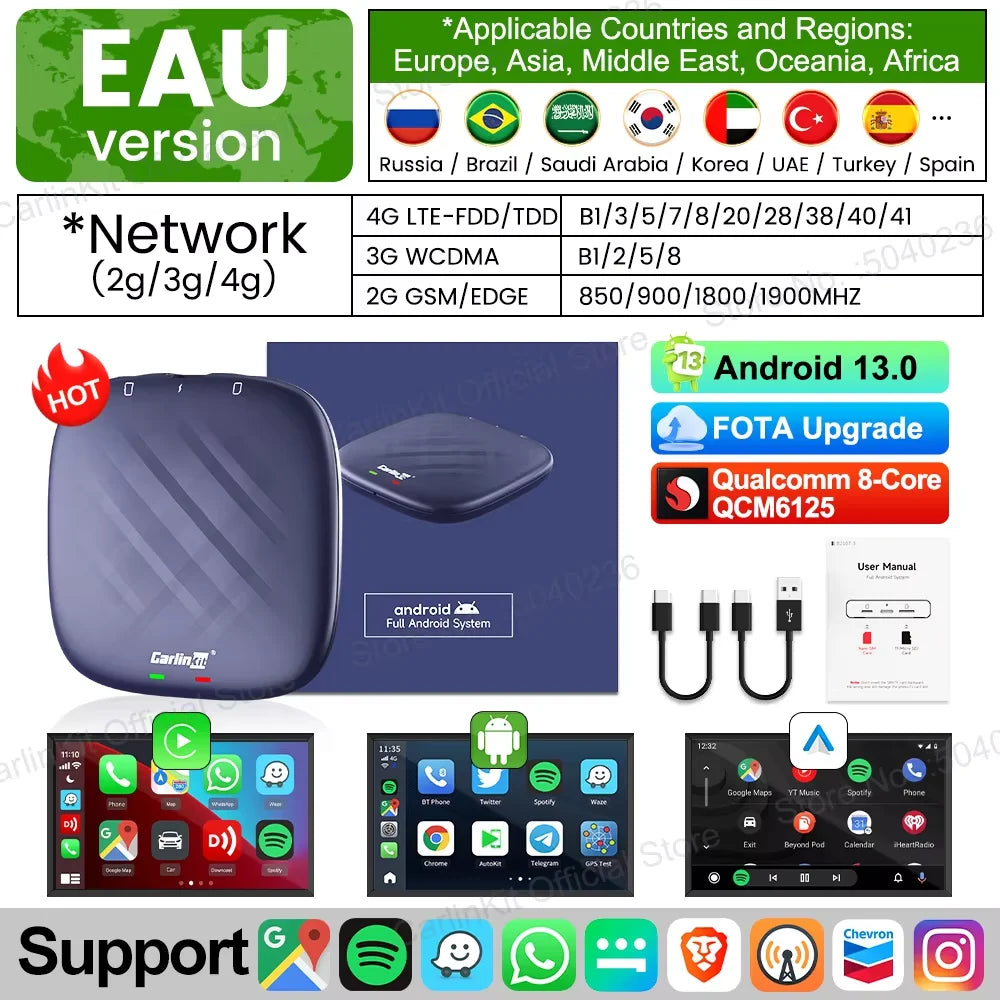 CarlinKit Android 13 QCM6125 brezžični CarPlay AI Box