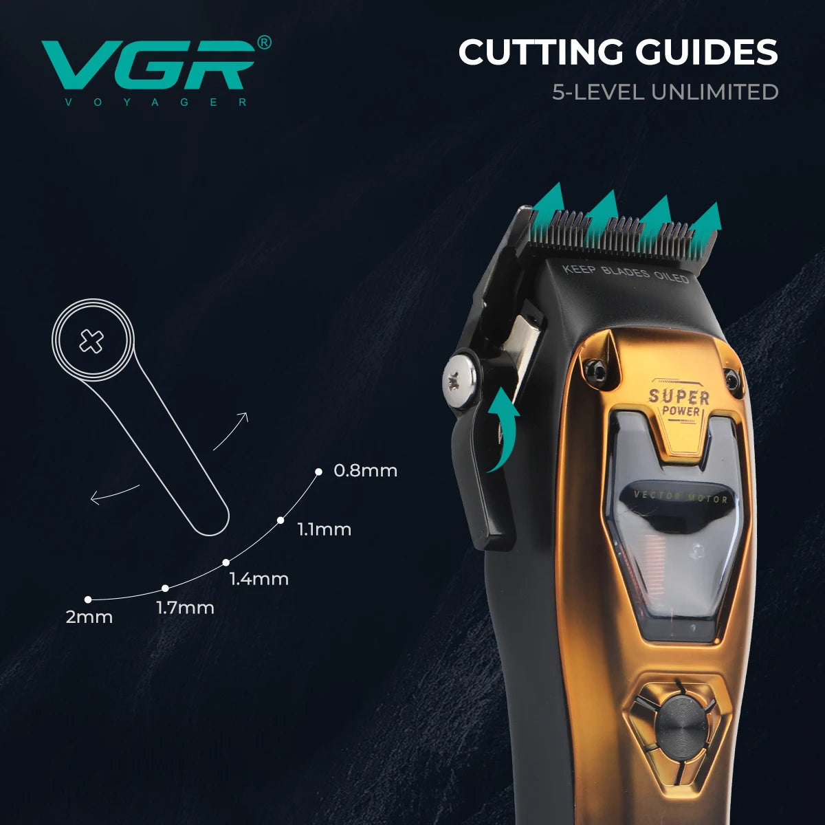 Profesionalni strižnik las VGR V-668 – motor Vector 11.000 vrt./min, 250 minut delovanja, 6 glavnikov