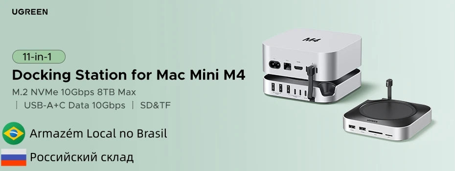 UGREEN USB-C priklopna postaja za Mac Mini M4/M4 Pro z ohišjem za SSD M.2 NVMe