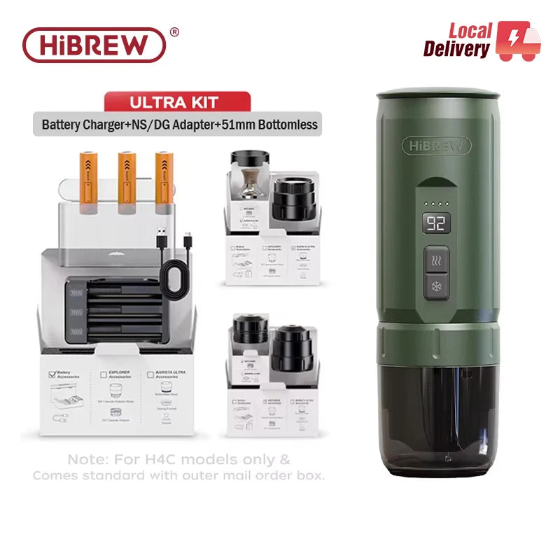 HiBREW H4C 4-v-1 prenosni aparat za espresso – Brezžični potovalni aparat za kavo z zamenljivo baterijo