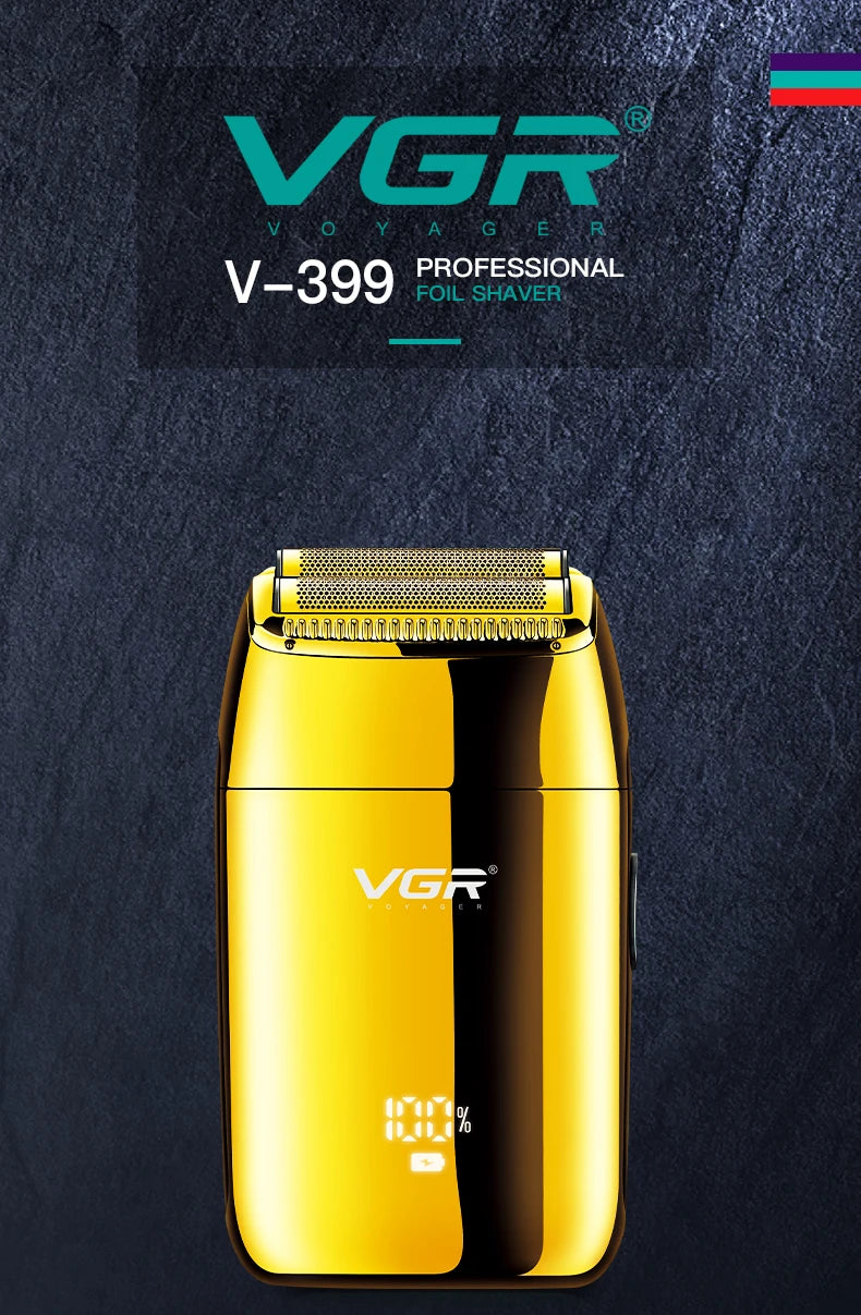 VGR V-399 profesionalni folijski brivnik z dvojno glavo 2-v-1 za brado in glavo