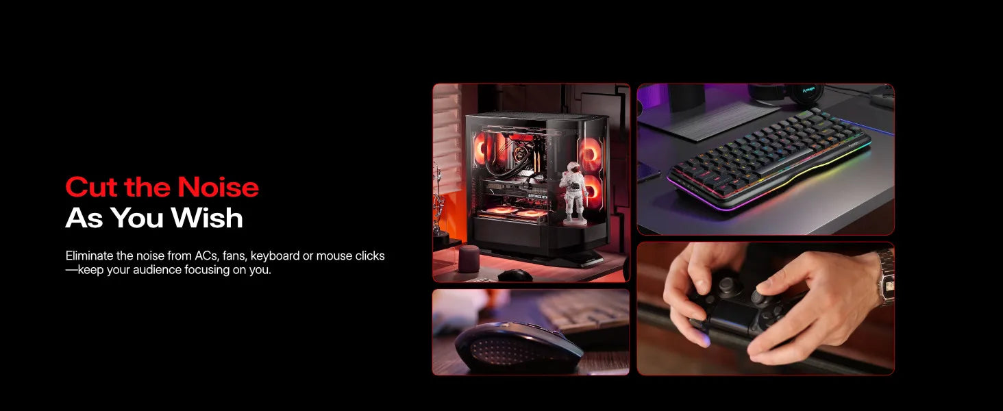 Maono PD100W – Wireless Dynamic Microphone | 50 m Range, One‑Touch Noise Reduction & RGB Lighting for Gaming, Streaming & Live Recording