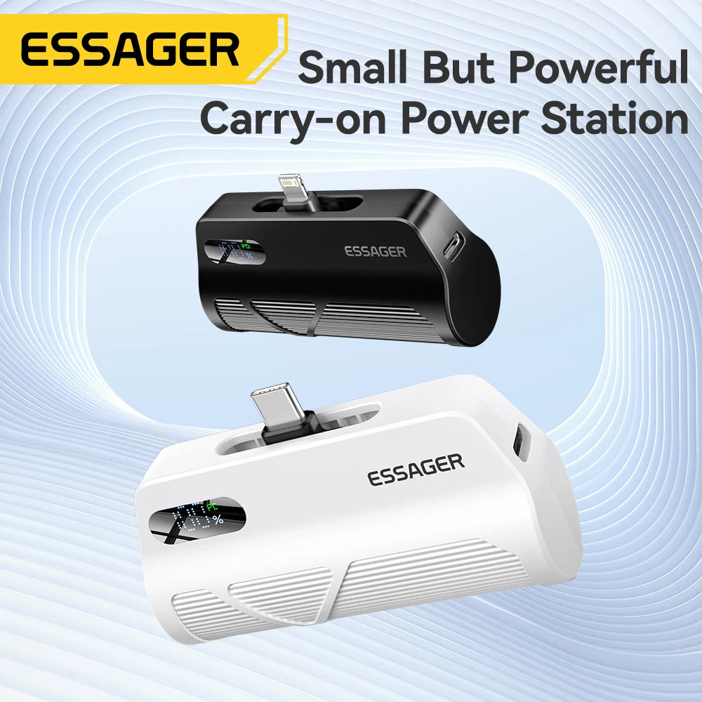 ESSAGER Mini kapsula prenosna baterija 5000 mAh 20 W PD hitro polnjenje