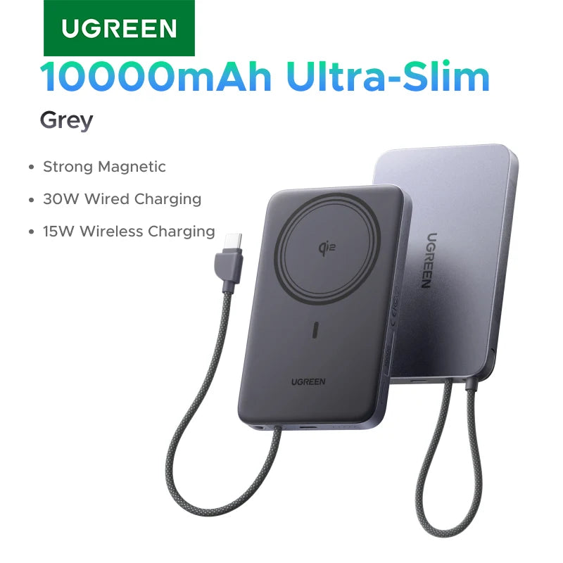 UGREEN Ultra tanka 30W 10000mAh magnetna prenosna baterija – brezžični Qi2