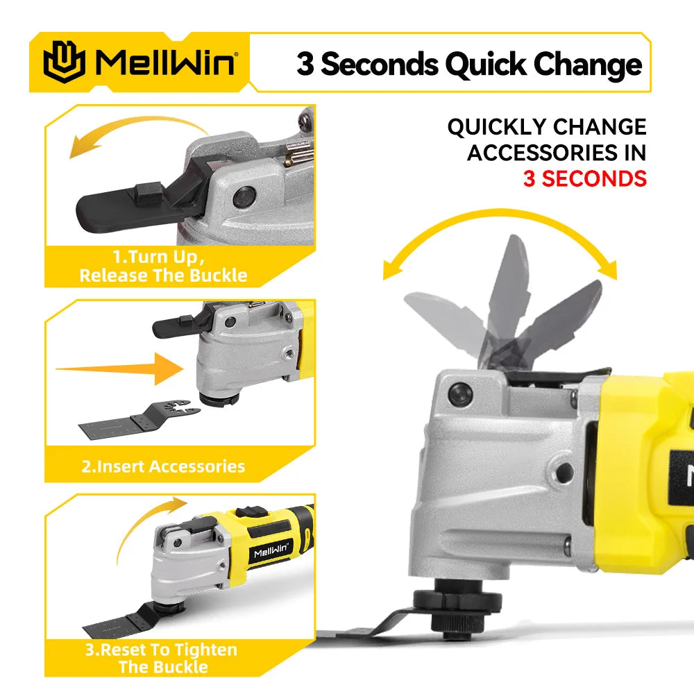 MELLWIN Brushless Oscillating Multi Function Tool Electric Saw Polisher woodworking Cutting Tool For Makita 18V Battery Pin - Limetastore