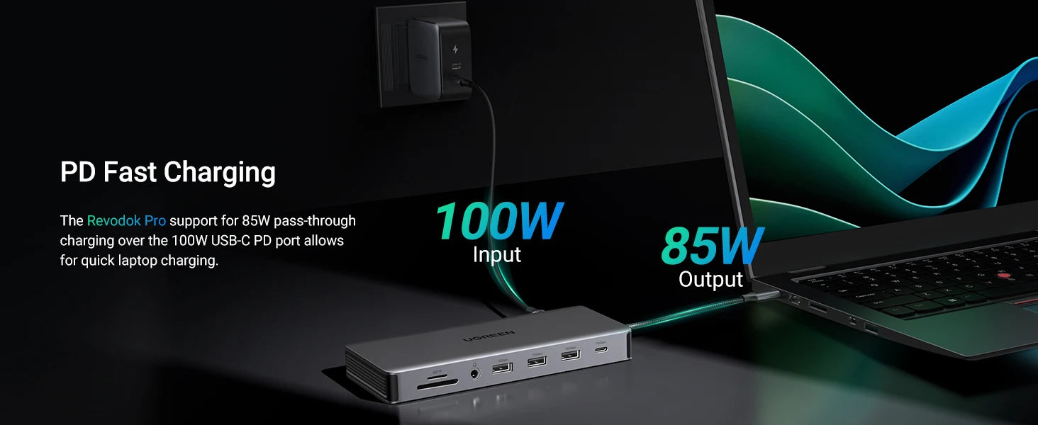 UGREEN 13-v-1 zvezdišče USB-C s trojnim zaslonom (DP 4K60Hz + dvojni HDMI 4K60Hz), USB-A/C 10Gbps