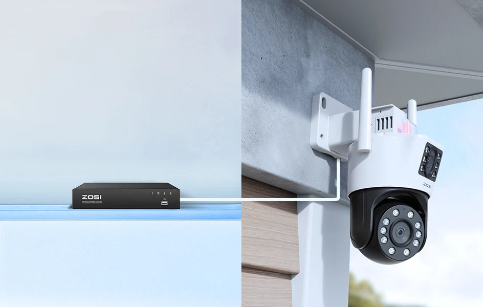 ZOSI C298 Max 4K 8MP Dual‑Lens PTZ Security Camera – 2×4MP Wide‑Angle Outdoor WiFi/Wired Surveillance Cam