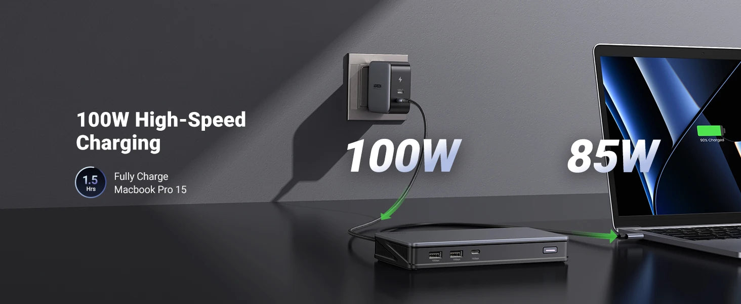 UGREEN 9‑v‑1 priklopna postaja DisplayLink USB‑C z dvojnim 4K60Hz