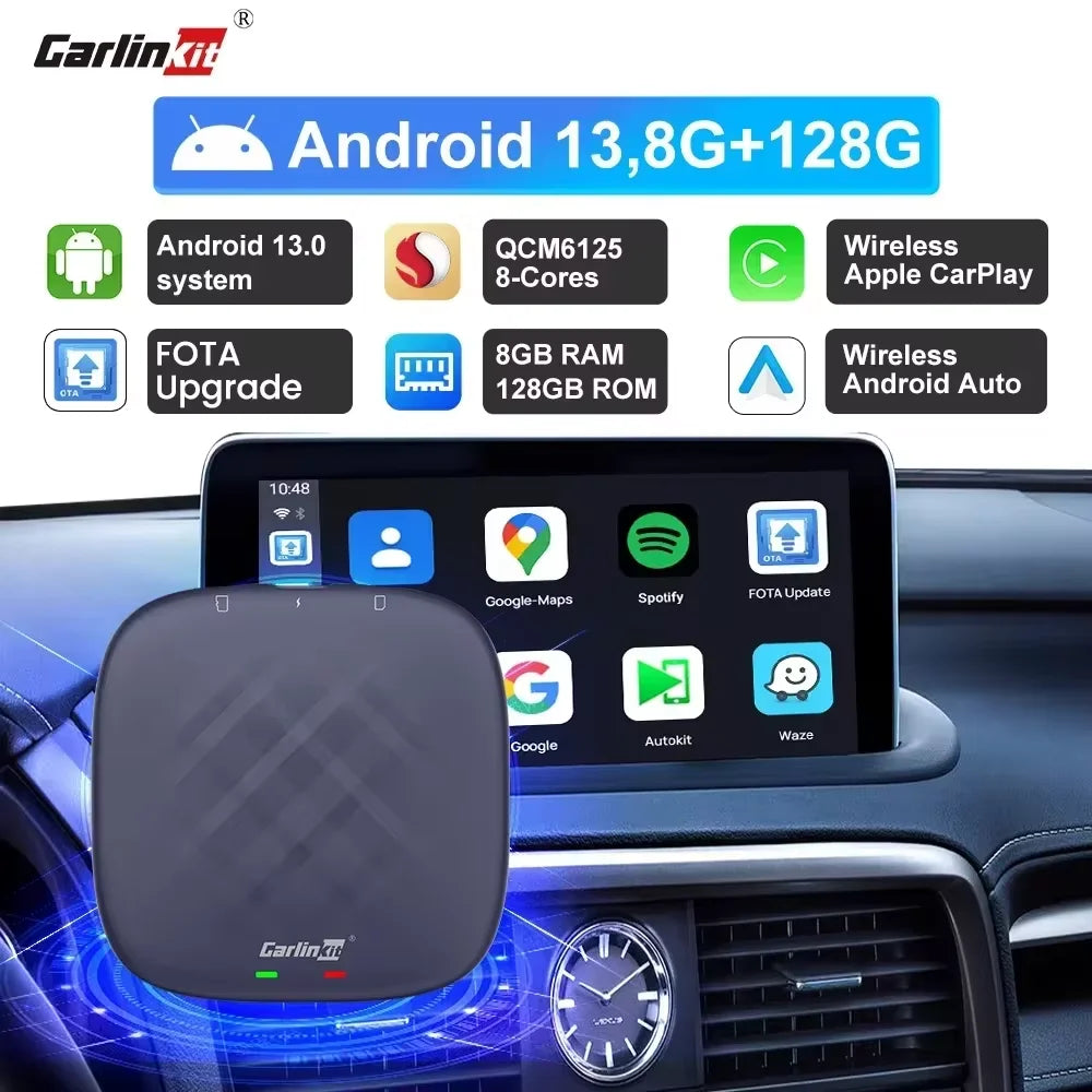 CarlinKit Tbox-Ultra Android 15 8+128GB Brezžični CarPlay AI Box
