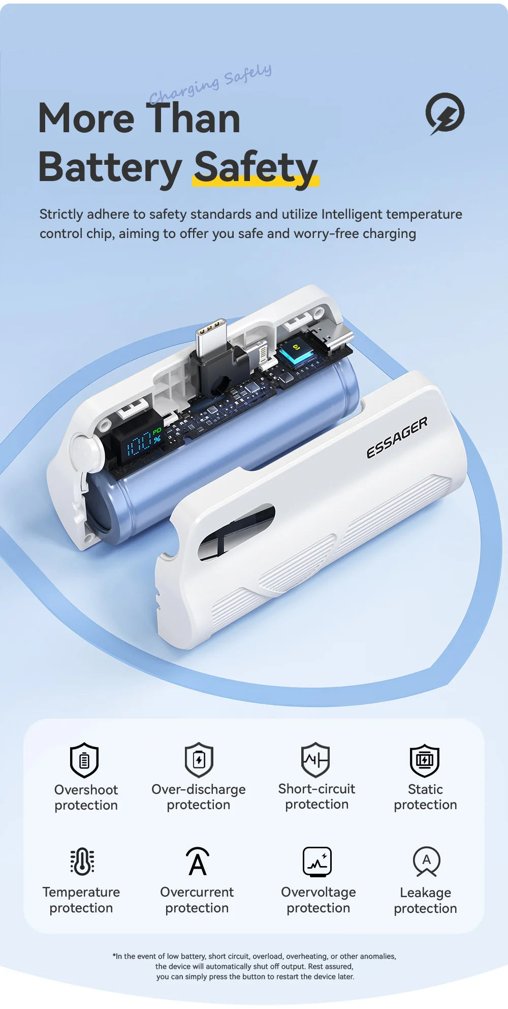 ESSAGER Mini kapsula prenosna baterija 5000 mAh 20 W PD hitro polnjenje