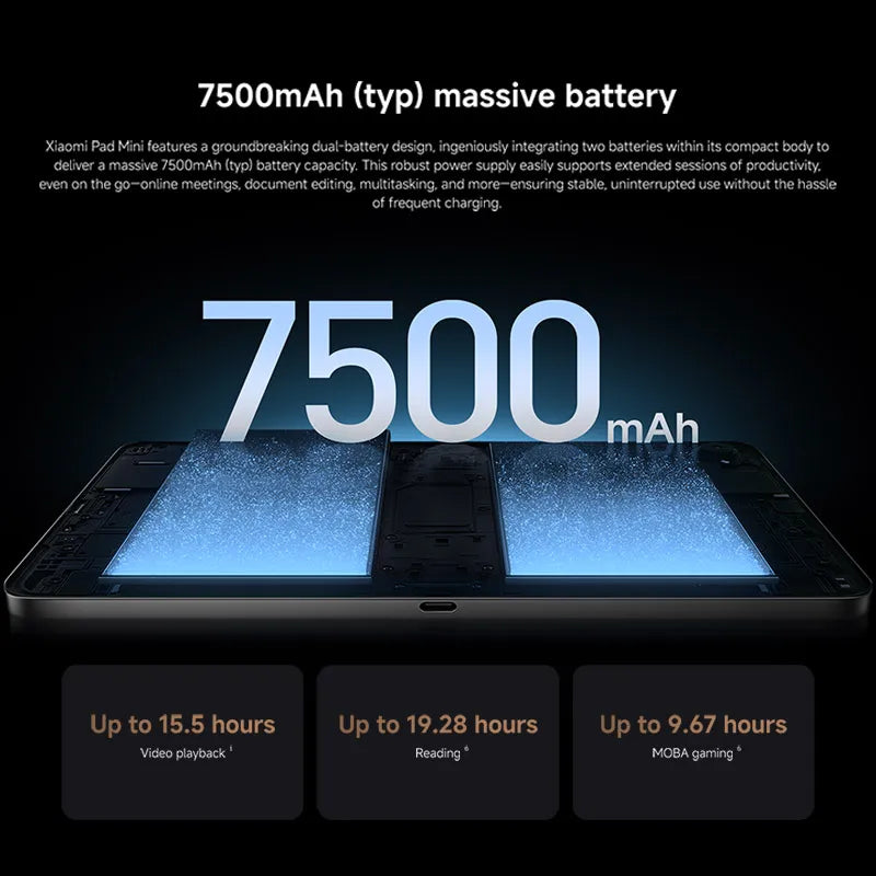 Global Version Xiaomi Pad Mini 8GB /12GB RAM "3K ultra-clear display 7500mAh battery 67W HyperCharge MediaTek Dimensity + 9400 - Limetastore