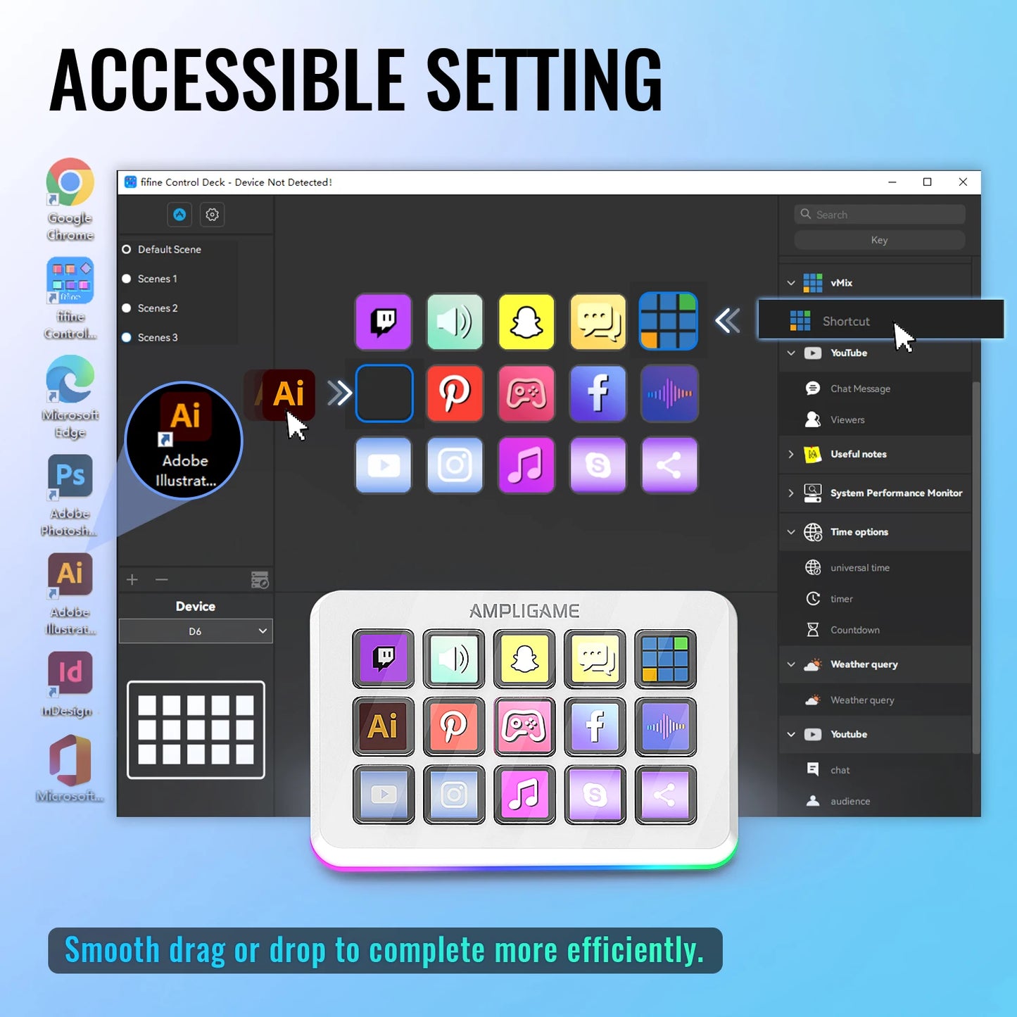 FIFINE D6 Macro Stream Controller – 15-tipkovni programabilni krmilnik za pretakanje v živo prek OBS, Twitch in YouTube