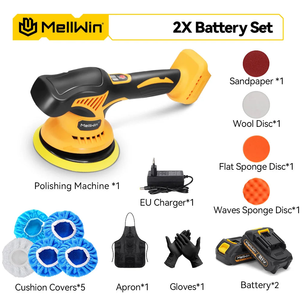 MELLWIN 150mm Cordless Electric Car Polisher 8 Adjustment Car Polishing Waxing Sanding Power Tool For Makita 18V Battery Pin - Limetastore