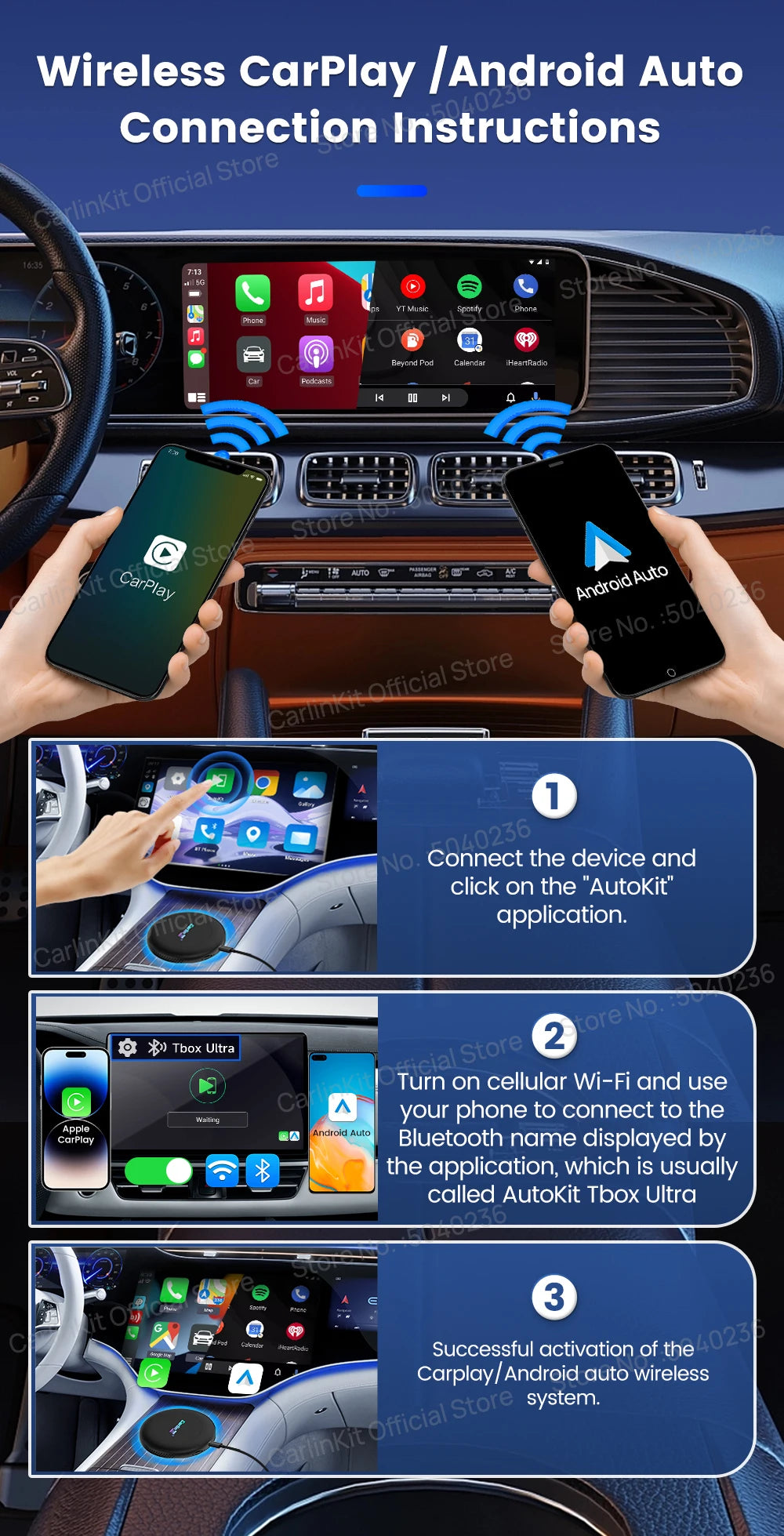 CarlinKit Android 15 Ultra2 8+128GB brezžični CarPlay AI Box