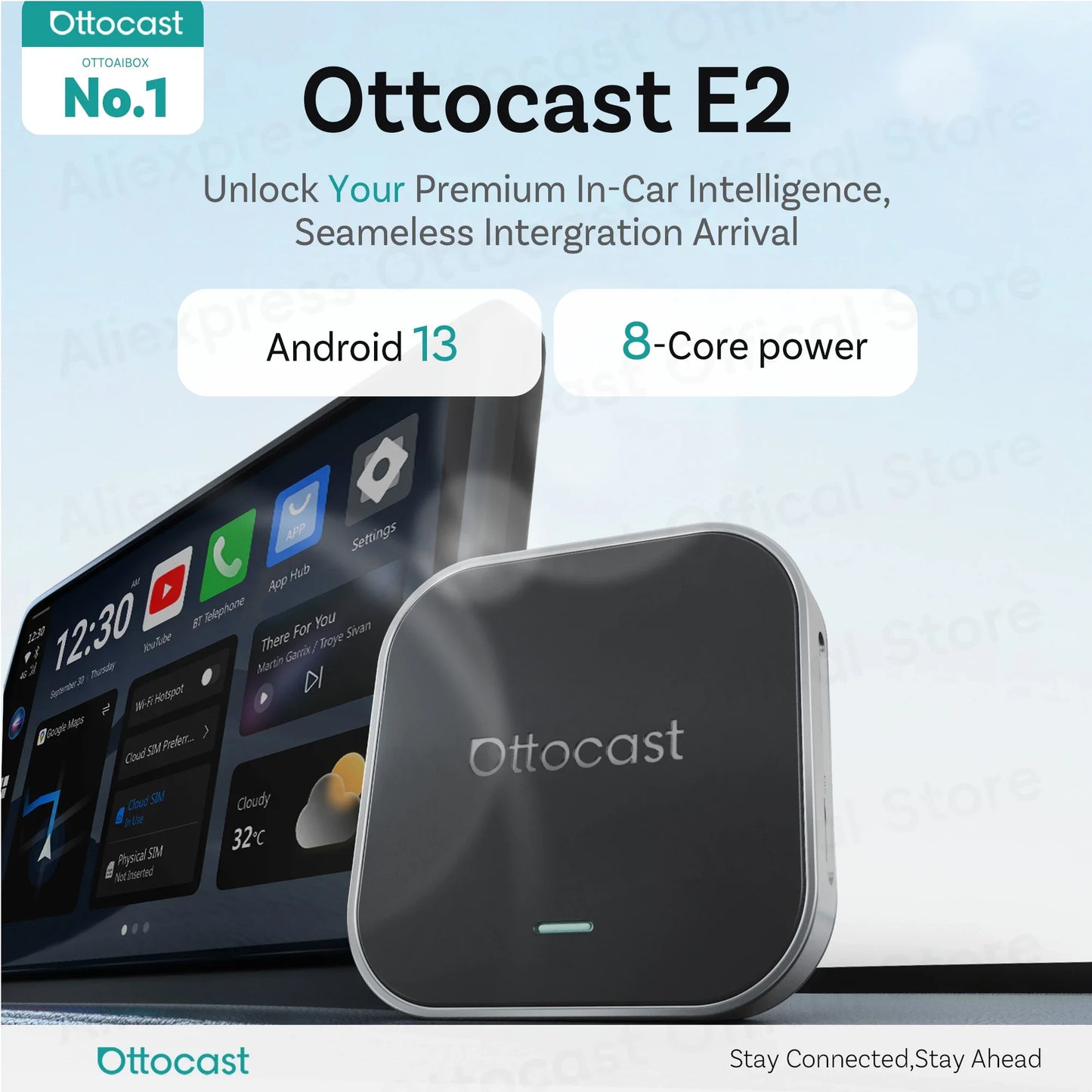 OTTOCAST Ottaibox E2 Android 13 Brezžični CarPlay AI Box