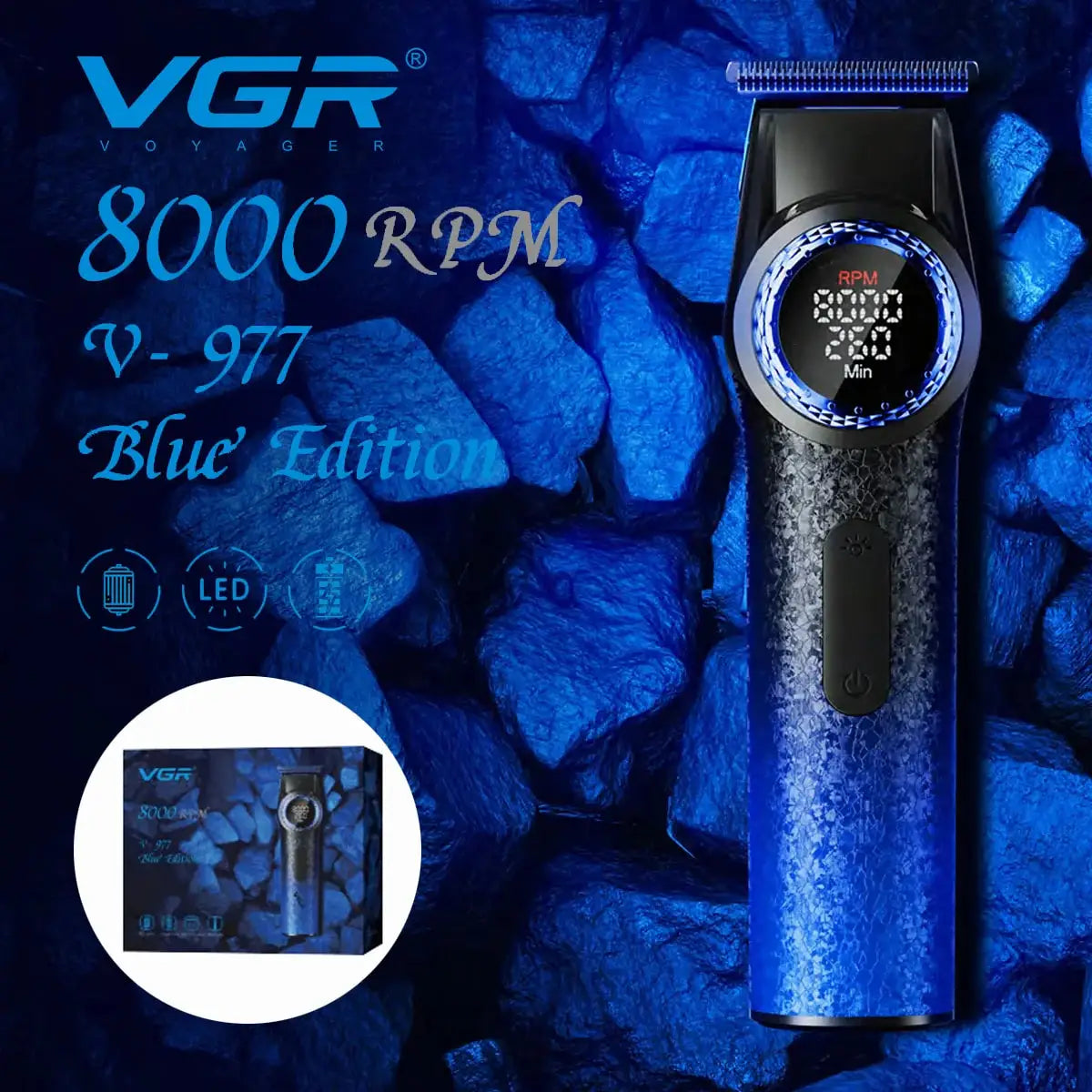 Profesionalni strižnik las VGR V-977 – motor BLDC, 8.000 vrt./min, 5 ur delovanja