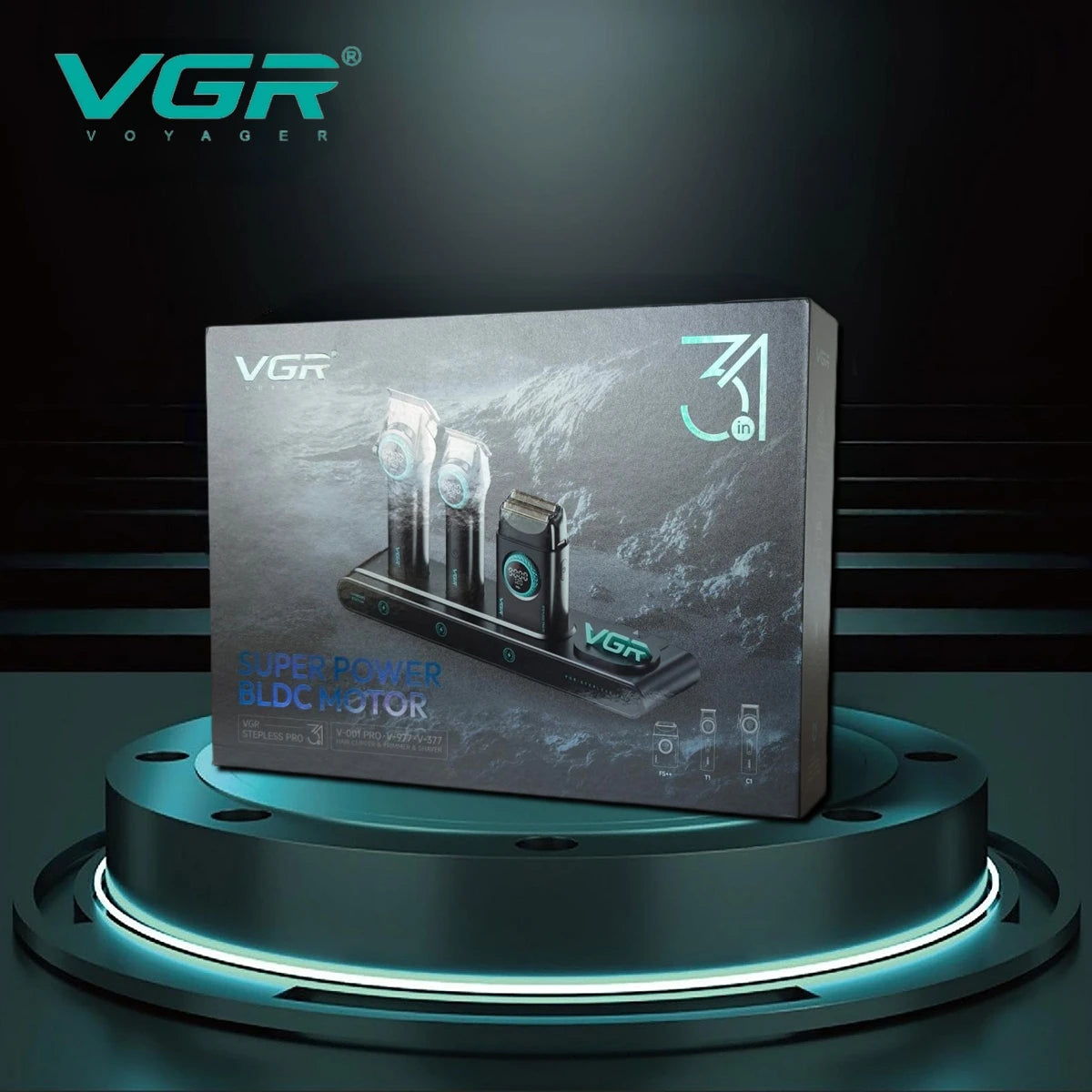 VGR Stepless Pro 3-in-1 Clipper, Trimmer & Shaver – 21 Gears, 300 Min Runtime