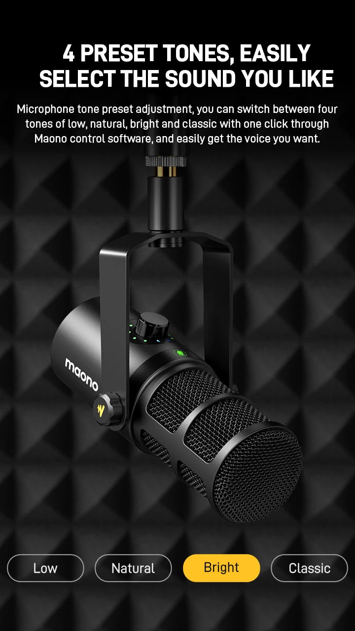 Maono PD400X – XLR/USB Dynamic Microphone | All‑Metal Podcast & Streaming Mic with One‑Touch Mute, Gain Control & Headphone Monitoring